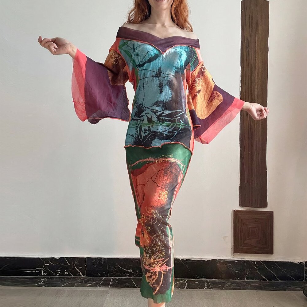 jean paul gaultier Maille kimono style mesh dress venus